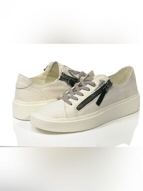 Dolce Vita Women's Cream Leather Low-Top Sneakers with Side Zipper